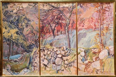 Lot 1351 - Oliver Thomas (1919-2010) landscape triptych