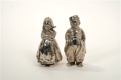 Lot 203 - Pair of early 20th century Continental silver pepperettes