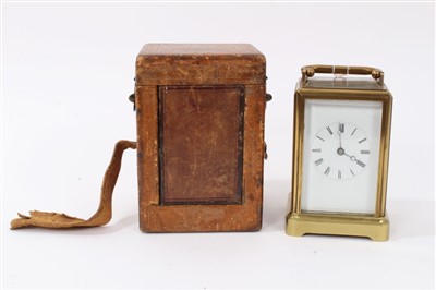 Lot 1253 - Mid-19th century carriage clock with eight day timepiece movement and lever escapement