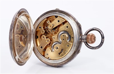 Lot 578 - Late 19th century Swiss Goliath silver cased calendar pocket watch