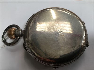 Lot 578 - Late 19th century Swiss Goliath silver cased calendar pocket watch