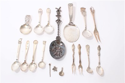 Lot 266 - Selection of Scandinavian silver spoons, together with a Dutch silver windmill spoon