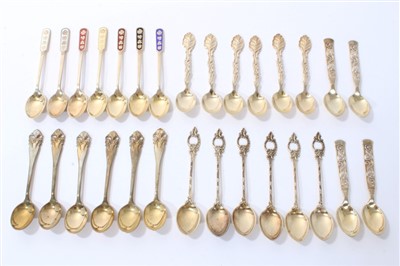 Lot 271 - Five sets Danish silver gilt coffee spoons