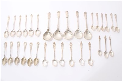 Lot 270 - Set of five Danish silver spoons by V Christensen, with five further sets of Danish silver spoons