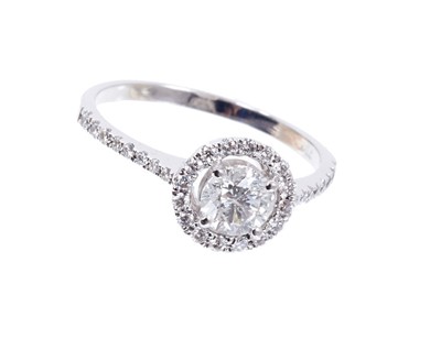 Lot 404 - Diamond halo ring, certificate D colour, SI2 clarity