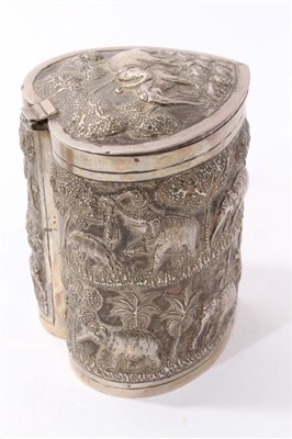 Lot 209 - Late 19th / early 20th century Indian silver box, three other Eastern silver items, Victorian toilet jar