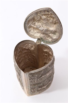 Lot 209 - Late 19th / early 20th century Indian silver box, three other Eastern silver items, Victorian toilet jar