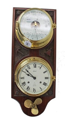 Lot 3609 - Ships barometer thermometer