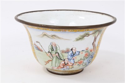 Lot 785 - 20th century Canton enamel bowl with painted figure reserves