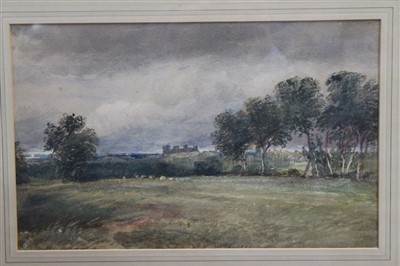 Lot 1072 - Attributed to David Cox (1809-1885) watercolour - extensive landscape with Rhyddlan Castle