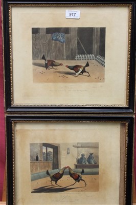 Lot 917 - N. Fielding set of six hand coloured engravings - Cock Fighting, published by Ackerman, in glazed frames