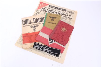 Lot 557 - Nazi Hitler Youth Arm Band, together with Nazi document books