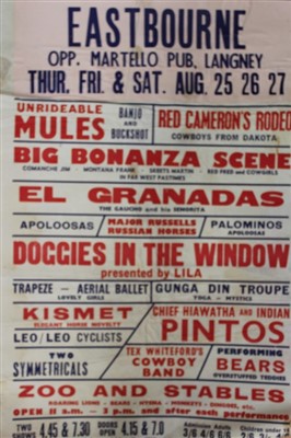 Lot 2405 - Circus poster Bronco Billy's circus The Wildest Show on Earth c1960's. Printer Taylors, Wombwell, Yorks.