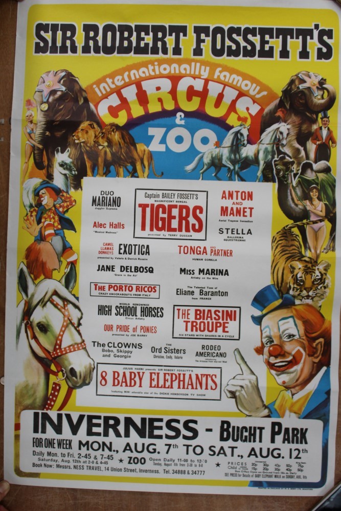 Vintage Sir Robert Fossett's Internationally Famous Circus and Zoo Poster 20 x fashion 30