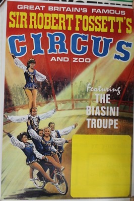 Lot 2419 - Circus Poster Selection of 1970's/1980's posters, various circuses including Austen Bros., Sir Robert Fossett's, Bertram Mills, Zippo, etc.