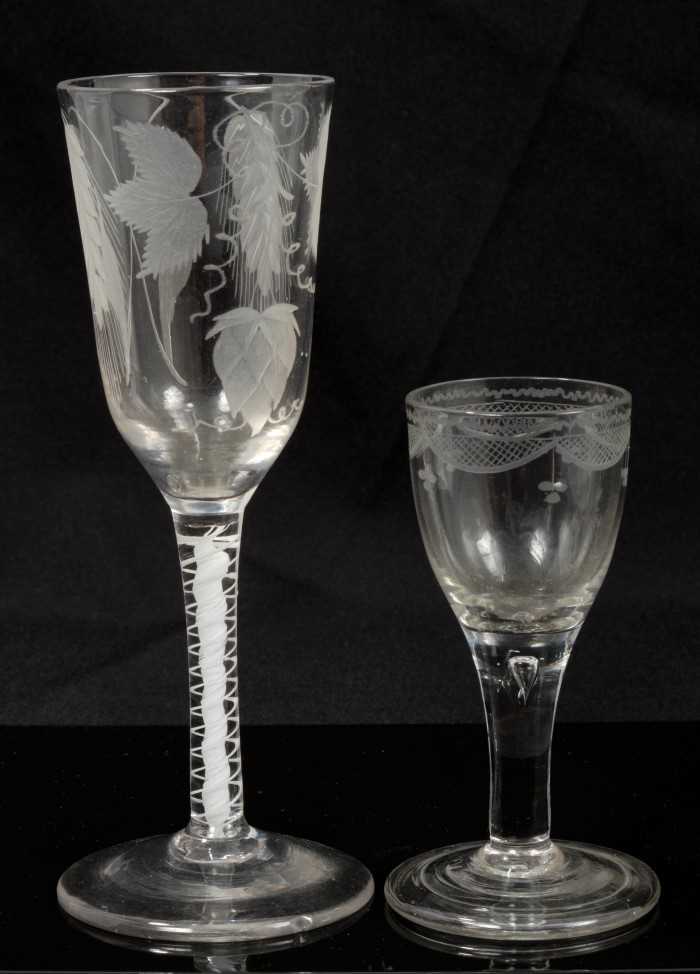 Lot 77 - 18th century ale glass and Georgian port glass
