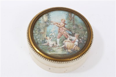 Lot 674 - 19th century ivory box with inset panel to lid