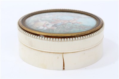 Lot 674 - 19th century ivory box with inset panel to lid