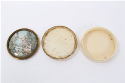 Lot 674 - 19th century ivory box with inset panel to lid