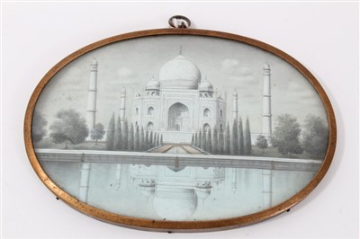 Lot 673 - Late 19th / early 20th century Indian school miniature on ivory depicting the Taj Mahal