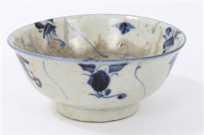 Lot 177 - Late Ming Chinese blue and white bowl, another Ming bowl and similar dish