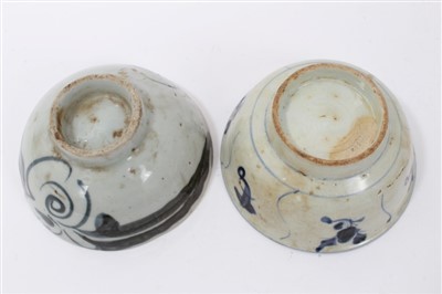Lot 177 - Late Ming Chinese blue and white bowl, another Ming bowl and similar dish