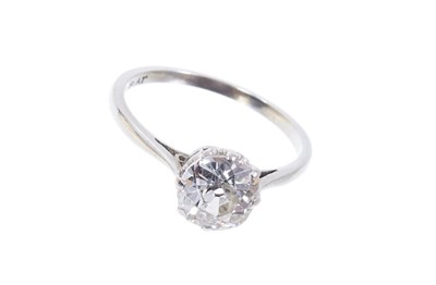 Lot 439 - Diamond single stone ring with an old cut diamond estimated to weigh approximately 1.5cts