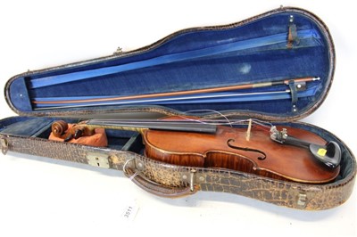 Lot 3511 - Heinrich Schwarz- Leipzig 1894-Full size violin in case with bow