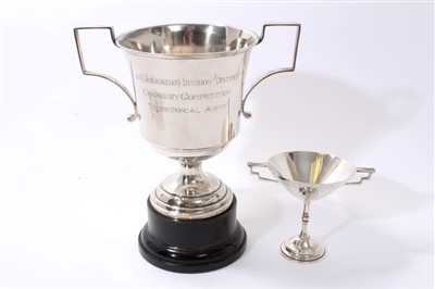 Lot 236 - 1920s silver two-handled trophy cup and a small silver plated cup