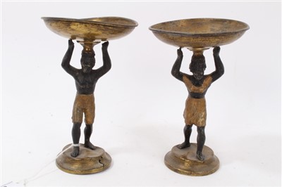 Lot 93 - Pair 19th century bronzed and gilt metal Negro figure tazza