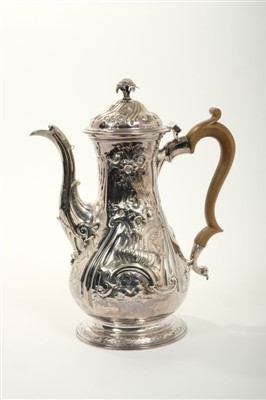 Lot 247 - Late George II silver coffee pot of baluster form
