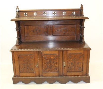 Lot 803 - Victorian gothic oak sideboard