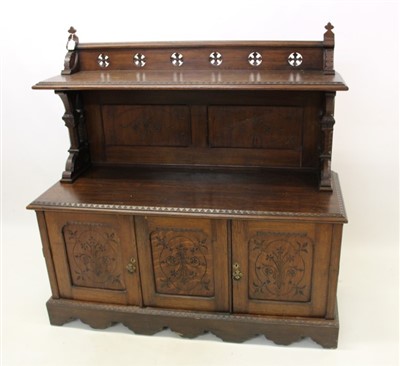 Lot 803 - Victorian gothic oak sideboard