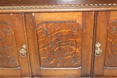 Lot 803 - Victorian gothic oak sideboard