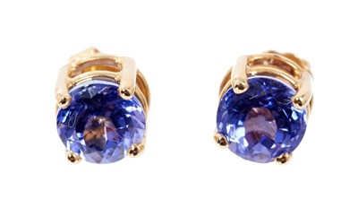 Lot 409 - Pair of tanzanite stud earrings