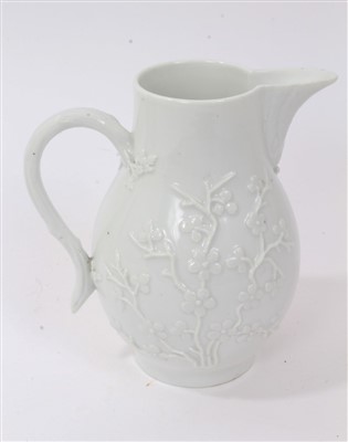 Lot 72 - 18th century Marcolini Meissen white glazed jug and Berlin blanc-de-chine nut basket