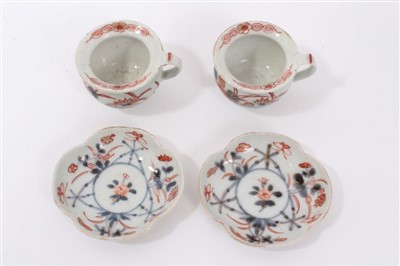 Lot 65 - Rare pair early 18th century Japanese Imari porcelain miniature ‘toy’ chamber pots, matching saucers