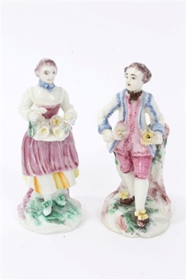 Lot 383 - Pair of 18th Century French Mennecy figures