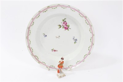 Lot 157 - 18th century Furstenberg plate and a Naples figure