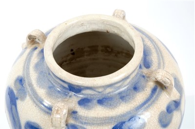 Lot 172 - Chinese Ming dynasty blue and white jar