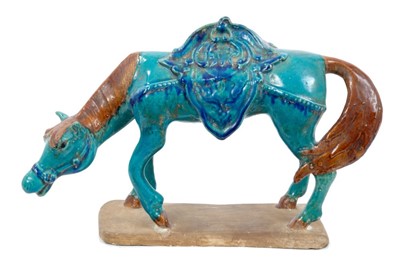 Lot 171 - Chinese fahua glazed pottery horse (possibly Ming dynasty on a later base)