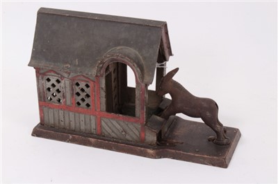 Lot 3813 - Antique cast iron novelty money box in the form of a donkey