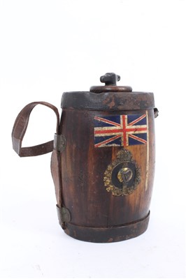 Lot 562 - Victorian British Military Italian / Oliver pattern water bottle, with painted Union Jack and applied Regimental Badge