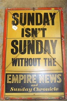 Lot 3529 - Vintage Newspaper advertising- Sunday isn’t Sunday without the Empire News and Sunday Chronicle