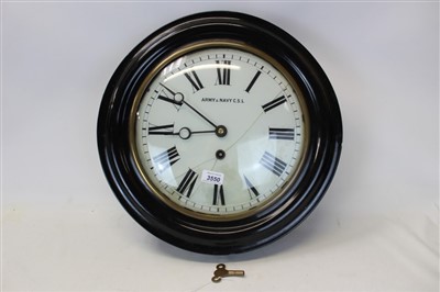 Lot 186 - Wall Clock by Army & Navy in Lacquer Case