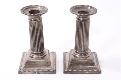 Lot 284 - Pair of Victorian 5 inch silver candlesticks