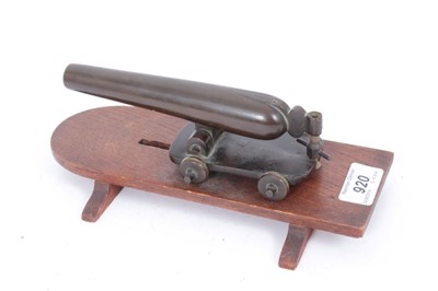 Lot 920 - Late 19th century bronze signalling cannon on wooden base