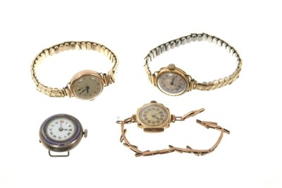 Lot 585 - Four ladies' wristwatches