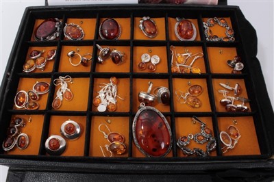 Lot 3237 - Collection of Baltic Amber Jewellery in silver mounts