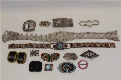 Lot 3111 - Collection of various paste set , silver and plate and other buckles